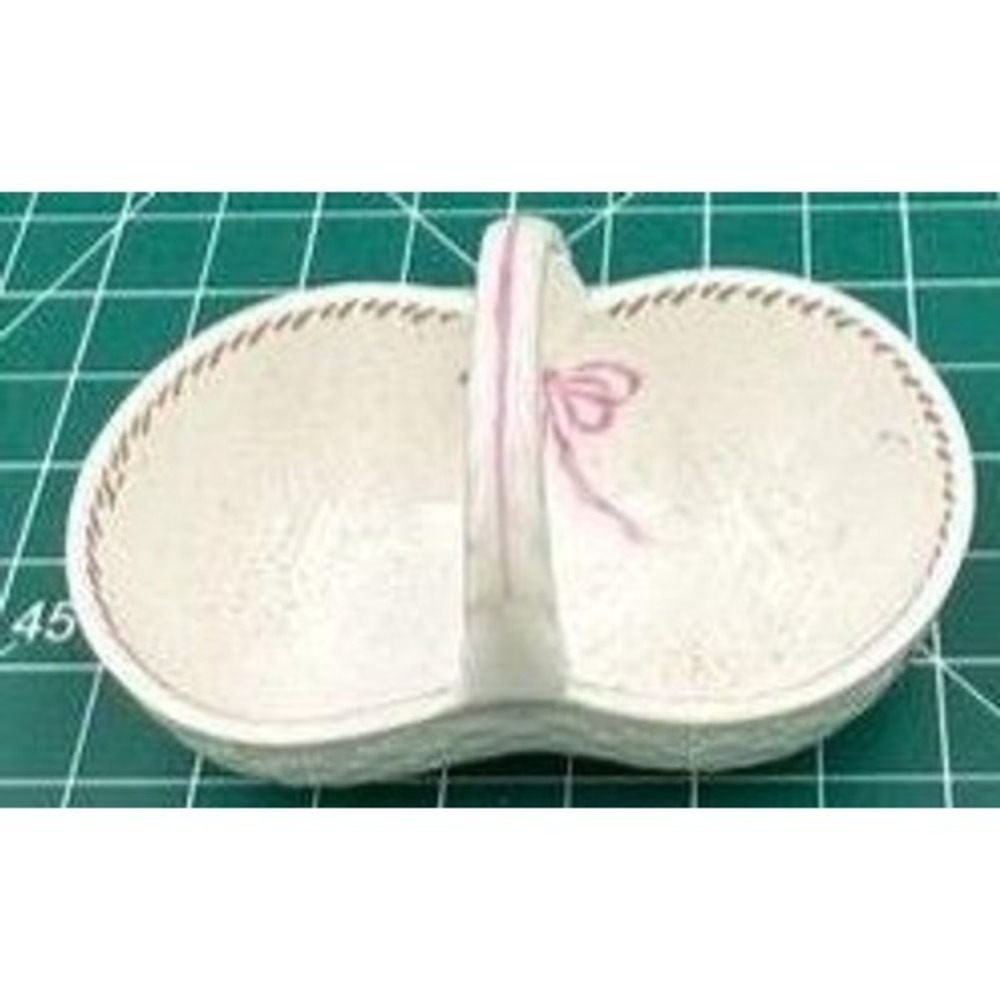 Vintage Lenox Miniature Basket Trinket Bowl Porcelain Pink Ribbons 3.5"